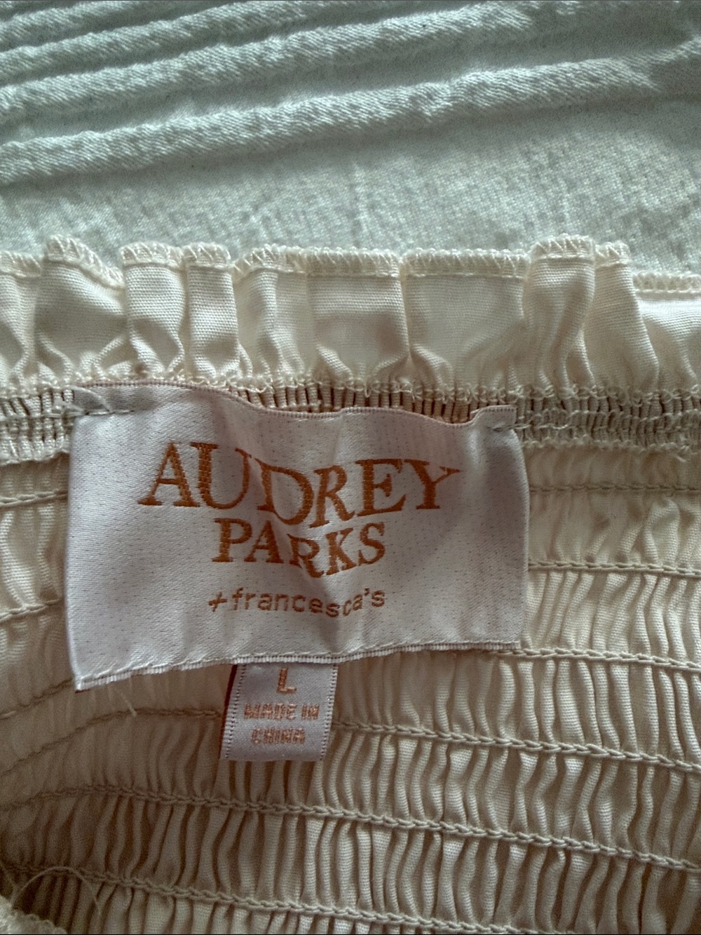 Audrey Parks Cream Colored Maxi Dress with Black Ties - Picture 5 of 6